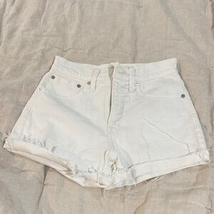 Madewell White Frayed Hem Jean Shorts